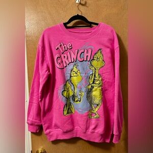 Juniors Grinch Grsphic Crew Fleece Sweatshirt Size L